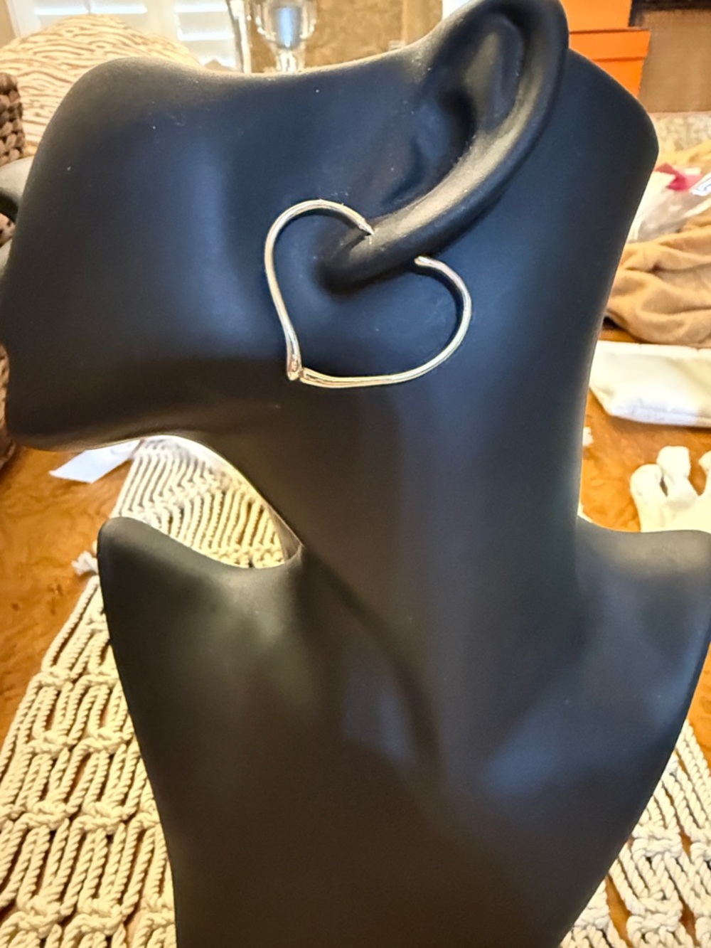 Tiffany & Co. Silver Open Heart Hoop Earrings